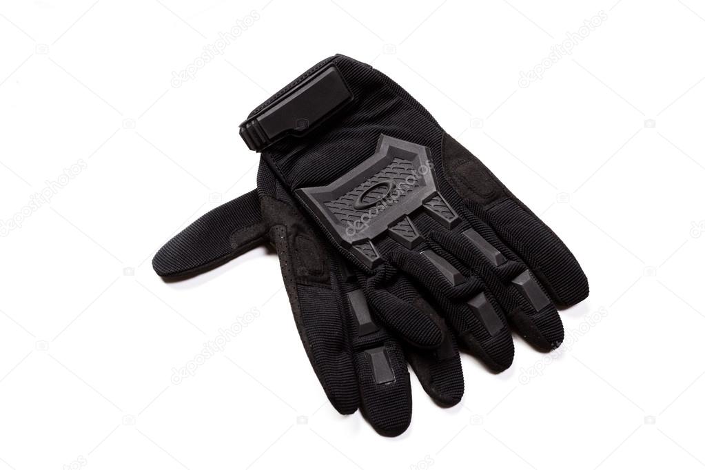 Motorcycle gloves isolated on white background.