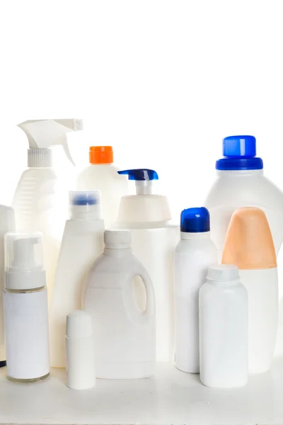 Cleaning products in plastic containers — Stock Photo, Image