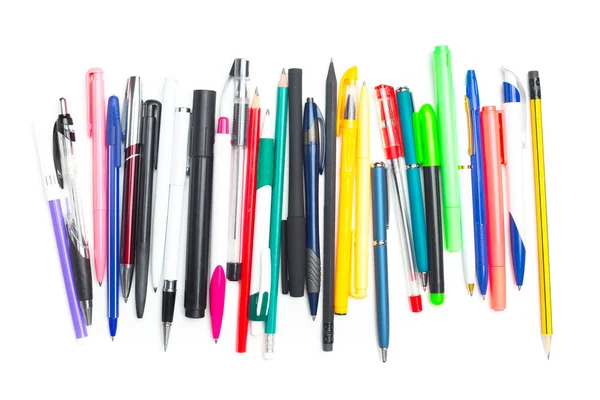 Olika pennor och pennor — Stockfoto