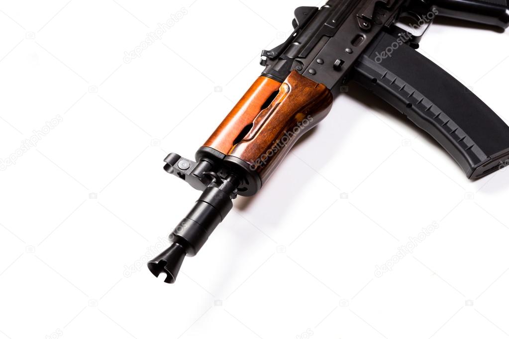 Rare first model AK - 47 assault rifle isolated on white