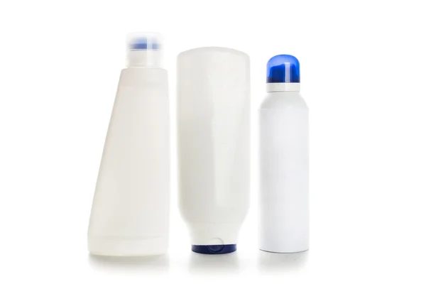 Productos de limpieza en recipientes de plástico —  Fotos de Stock