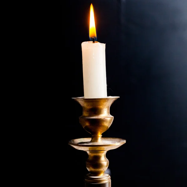 Retro candle holder with candle — Stock Photo, Image