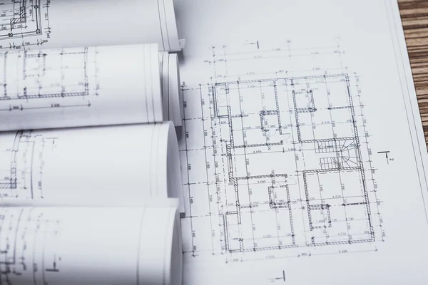 White construction blueprints — Stock Photo, Image