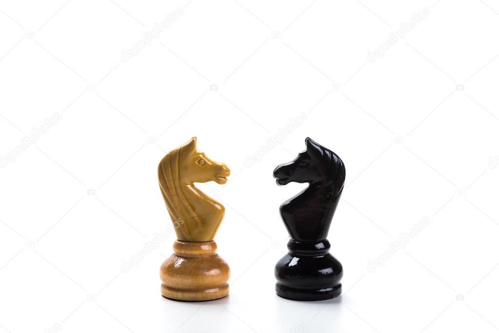 two chess knights figures