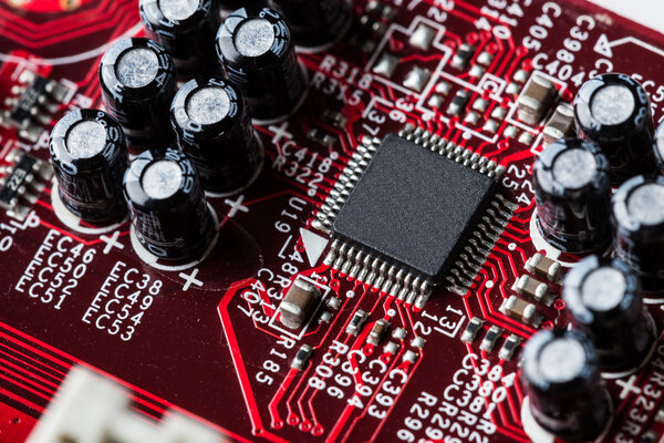 computer motherboard closeup