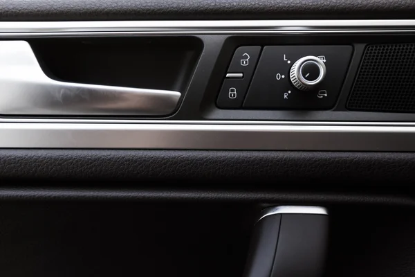 Inner door handle, modern car interior detail — Stock Photo, Image