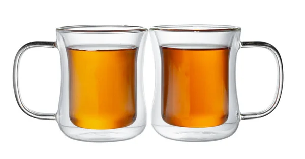 Дві склянки чаю ізольовані на білому — стокове фото