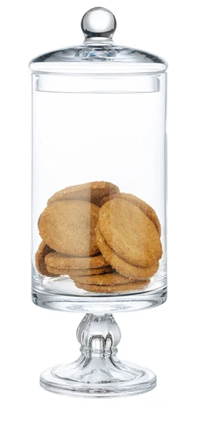 Tarro de almacenamiento de vidrio para galletas aisladas en blanco — Foto de Stock