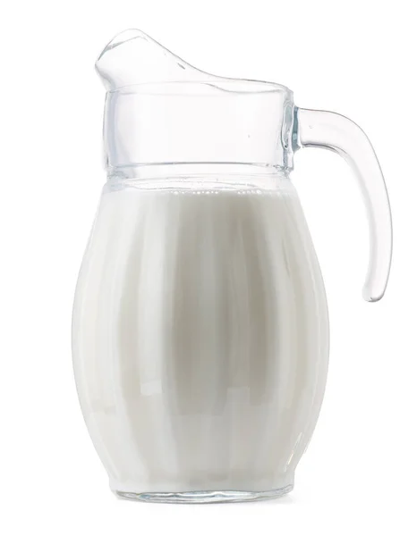 Tarro de leche de vidrio aislado sobre fondo blanco — Foto de Stock