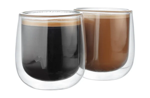 Vetro tazza di caffè isolato su bianco — Foto Stock