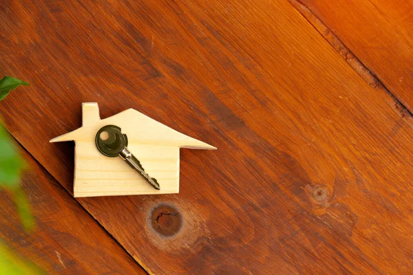 Wooden house model miniature and house keys