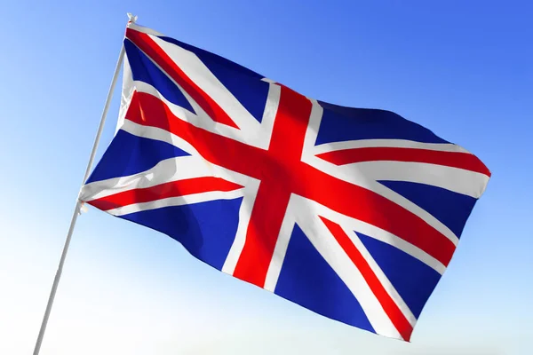 Bandera de Gran Bretaña ondeando contra el cielo azul — Foto de Stock