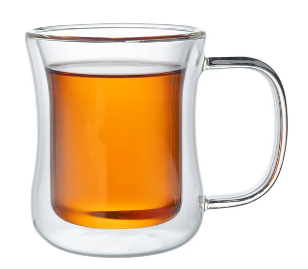 Glas Tasse Tee isoliert auf weißem Hintergrund — Stockfoto