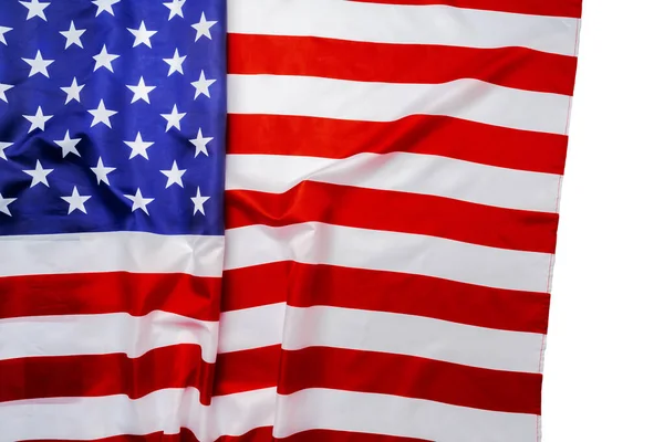 Rippled national flag of USA on white surface — Stok Foto