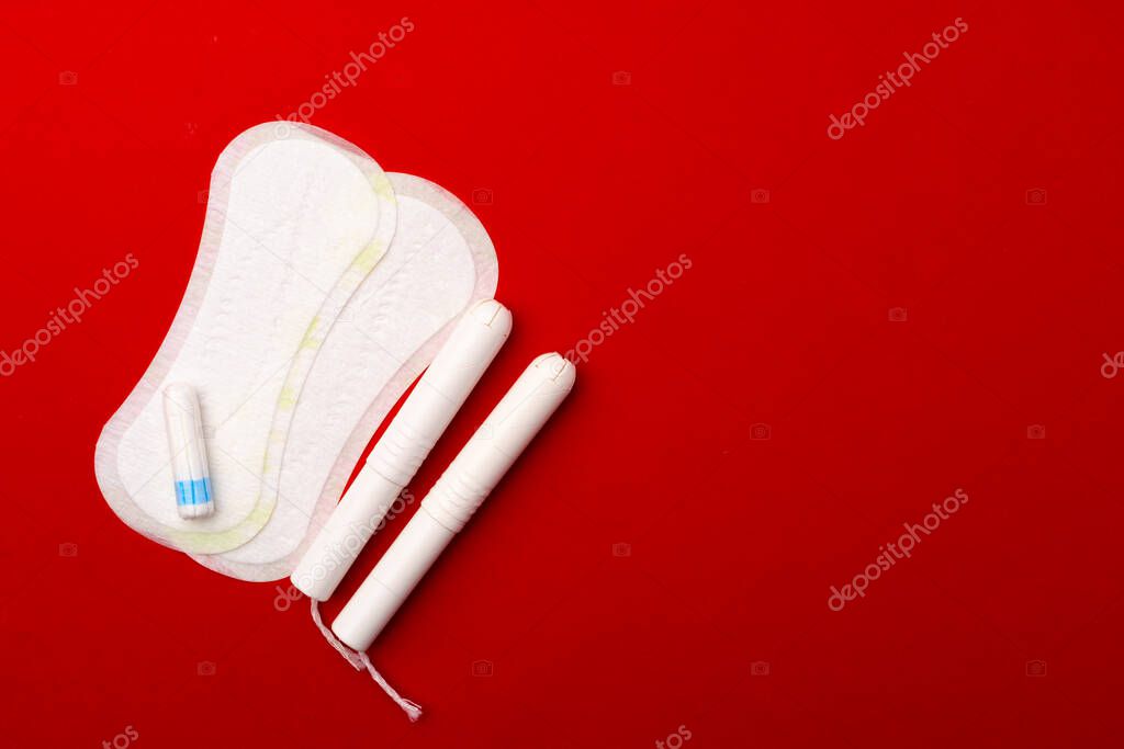 Female medical pad and tampon top view