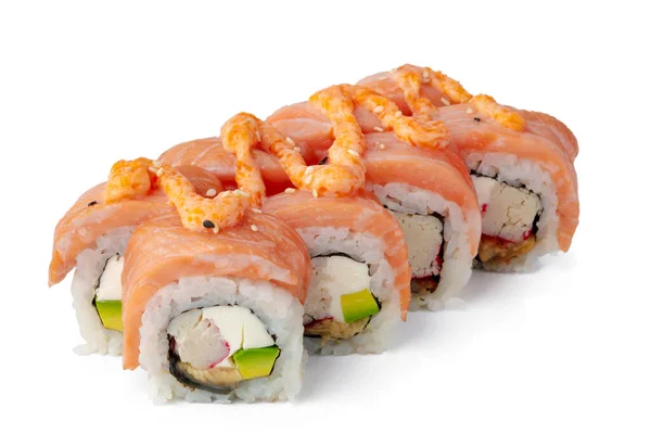 Philadelphia sushi roll geïsoleerd op witte achtergrond — Stockfoto