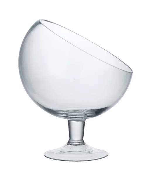 Verre bol transparent isolé sur fond blanc — Photo