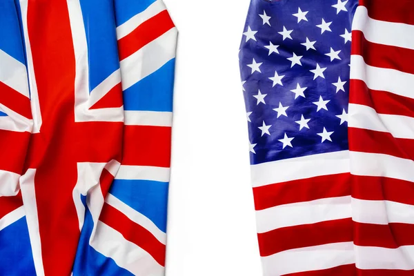 Banderas de Gran Bretaña y Estados Unidos plegadas juntas — Foto de Stock