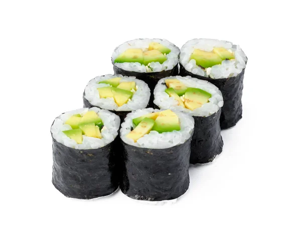 Rotolo di sushi Maki con avocado isolato su bianco — Foto Stock