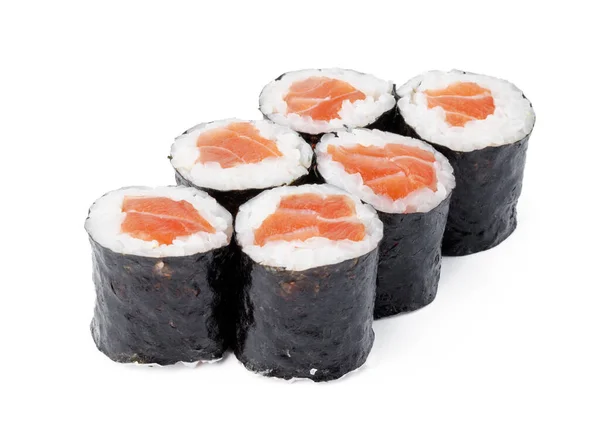 Maki sushi au saumon isolé sur blanc — Photo