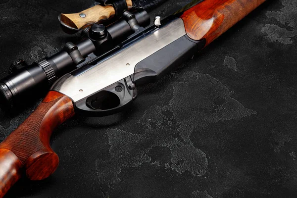 Trigger of a rifle on black background — Stock Photo, Image