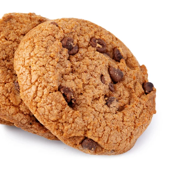 Dois biscoitos de chocolate isolados no fundo branco — Fotografia de Stock