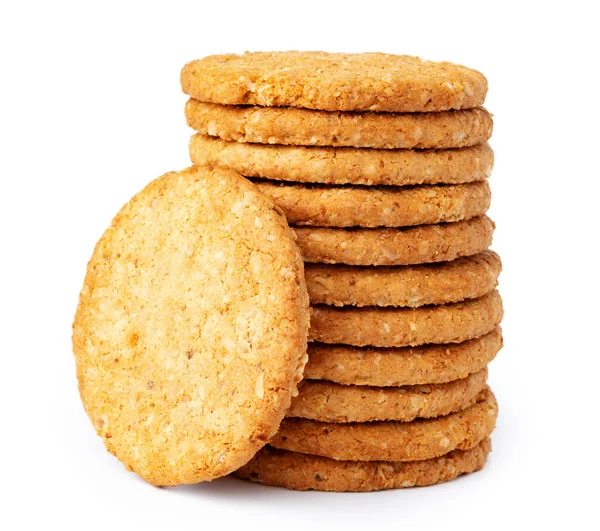 Stack of oat cookies isolated on white — Stock Photo, Image