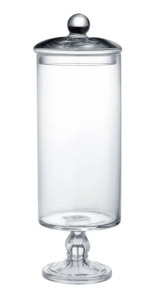 Recipiente de almacenamiento de vidrio vacío aislado sobre fondo blanco —  Fotos de Stock