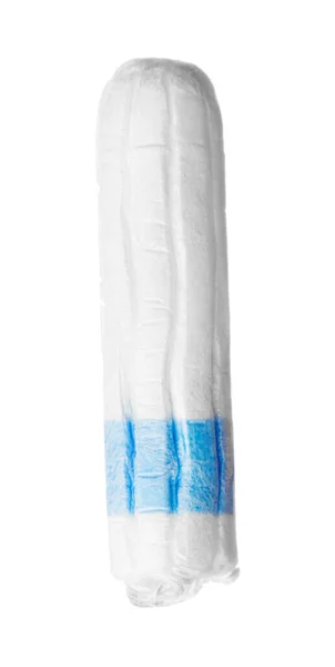白色背景下分离的无包装女性医用卫生棉条 — 图库照片