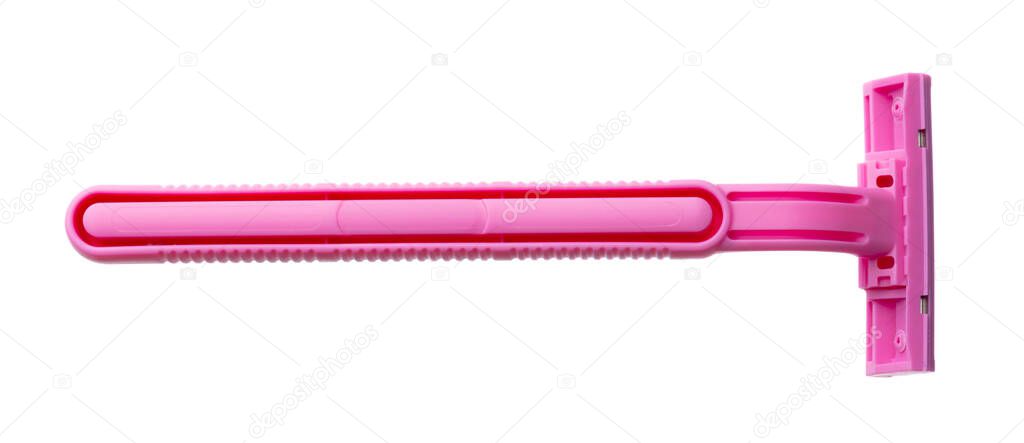 Female pink razor shaver isolated on white background