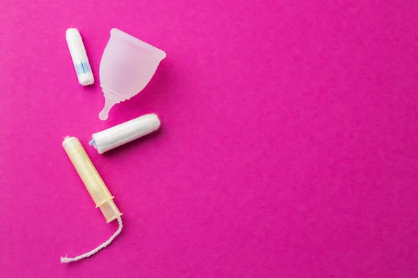 Menstrual cup and medical tampon close up — Stock Photo, Image