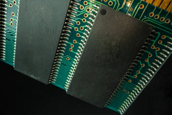 Macro photo of electronic circuit board in computer — Stock Photo, Image