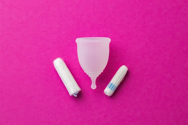 Menstrual cup and medical tampon close up — Stock Photo, Image