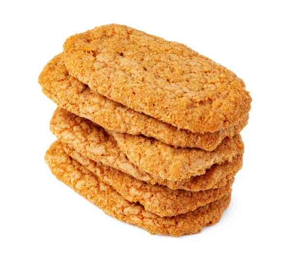 Pilha de biscoitos de aveia isolada no fundo branco — Fotografia de Stock