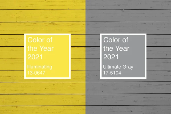 Hintergrund der Farben des Jahres 2021 Ultimate Gray und Illuminating — Stockfoto