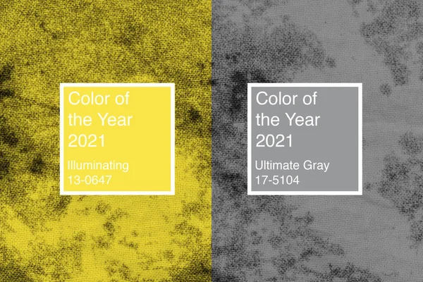 Hintergrund der Farben des Jahres 2021 Ultimate Gray und Illuminating — Stockfoto