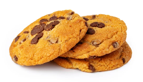 Pilha de biscoitos de chocolate chip isolado no fundo branco — Fotografia de Stock