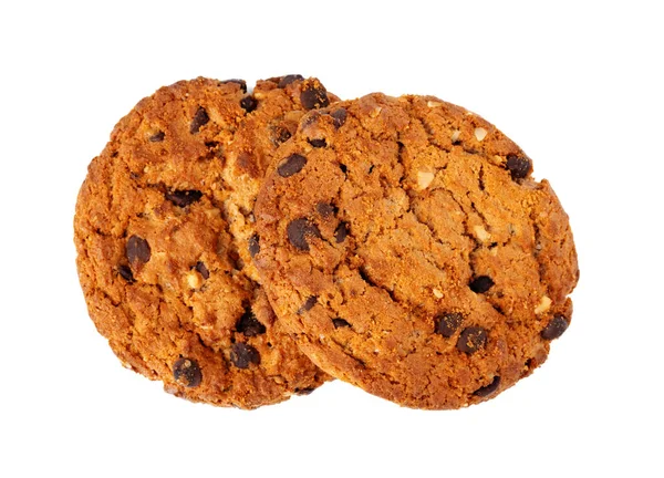 Due biscotti al cioccolato isolati su sfondo bianco — Foto Stock