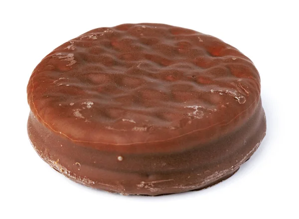 Biscotto al cioccolato glassato isolato su sfondo bianco — Foto Stock