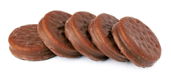 Schokoladenkekse in Glasur isoliert auf weißem Hintergrund — Stockfoto