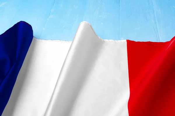 Flag of France on wooden bakground, copy space — Stock Photo, Image