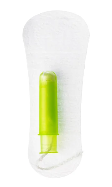 Жіночі гігієнічні прокладки та тампони ізольовані на білому — стокове фото