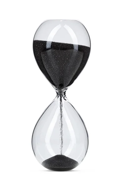 Hourglass with black sand isolated on white background — Stock Photo, Image
