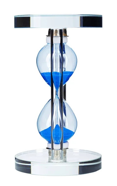 Blue hourglass isolated on white background close up — Stock Photo, Image