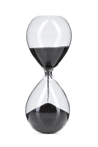 Hourglass with black sand isolated on white background — Stock Photo, Image