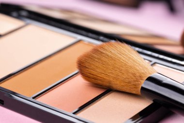 Pembe arka planda fırçayla palet yap