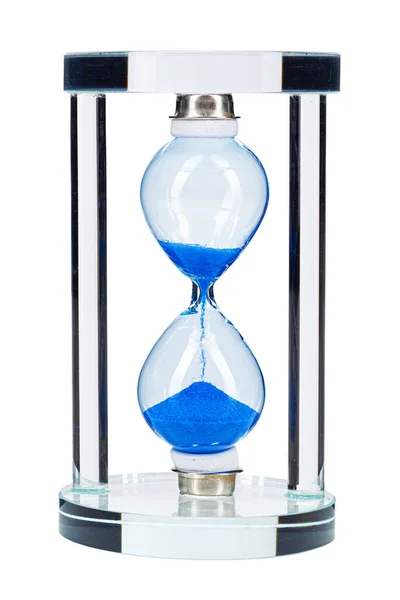 Blue hourglass isolated on white background close up — Stock Photo, Image