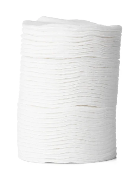 Almofadas de algodão para a pele isolada no fundo branco — Fotografia de Stock
