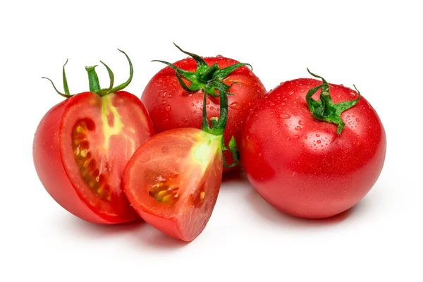 Czerwone pomidory odizolowane na białym tle — Zdjęcie stockowe