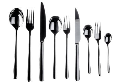 Beyaz arkaplanda izole edilmiş gümüş takımlar